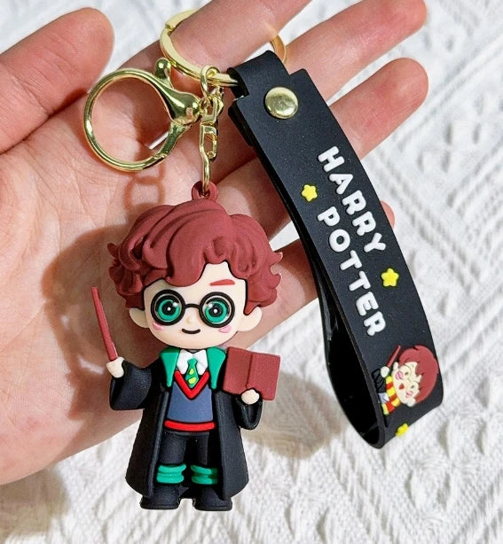 3d harried potter pvc chaveiro brinquedo hermione granger malfoy ron dobby voldemort snape brinquedo figuras festa chaveiros crianças presentes brinquedos