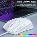 Soliaka mouse para jogos e-sports, sem fio/com fio, ultraleve, favo de mel, rgb, retroiluminado, ajustável, 12800dpi, ergonômico, gamer