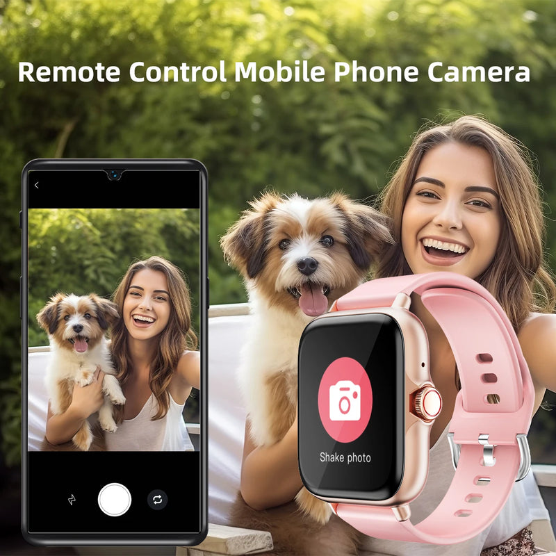 Relógio inteligente à prova d'água de 1.83 '', com mensagem, resposta, chamada, monitoramento do sono, pedômetro esportivo, alertas de informações para iPhone Android