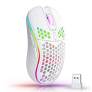 Mouse de carregamento com iluminação RGB sem fio 2.4G com DPI ajustável e ergonômico com design em favo de mel para laptop de mesa