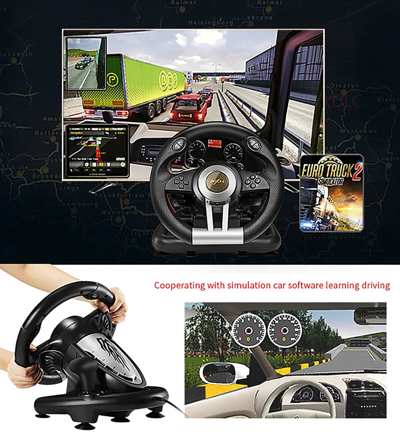 Pxn v3ii gaming volante pedal vibração controlador de jogo de corrida para xbox um para pc para ps3 ps4 para n-switch