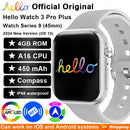 Novo olá relógio 3 pro plus relógio inteligente série 9 45mm hd amoled 4g rom nfc bússola relógio bluetooth chamada smartwatch 2024 das mulheres dos homens