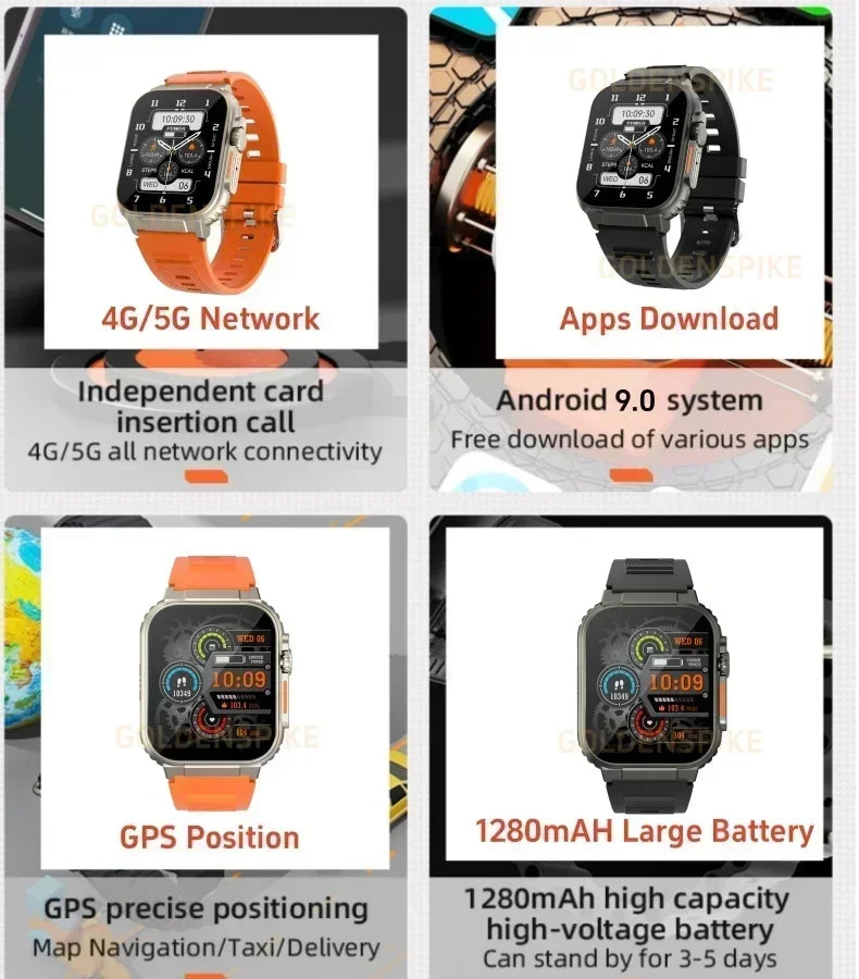 Original 4g relógio inteligente cds9 rotação puxar câmera gps wifi rastreador de freqüência cardíaca 256gb armazenamento download aplicação relógio esportivo