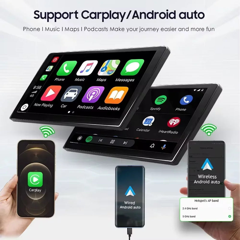 1 din android rádio estéreo do carro 10.1 girar tela de toque removível para universal carplay navegação gps bluetooth wifi autoradio