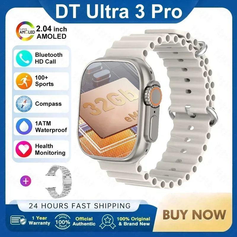 2025 novo original dt ultra 3 relógio inteligente homem 49mm amoled 32g rom chat gpt nfc bússola bt chamada esporte gps pista relógio esportivo feminino