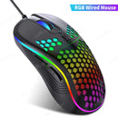 Rato de jogo com fio em favo de mel RGB Backlight 7200 DPI ajustável Ergonômico USB Ratos de computador para Windows PC e jogadores de laptop