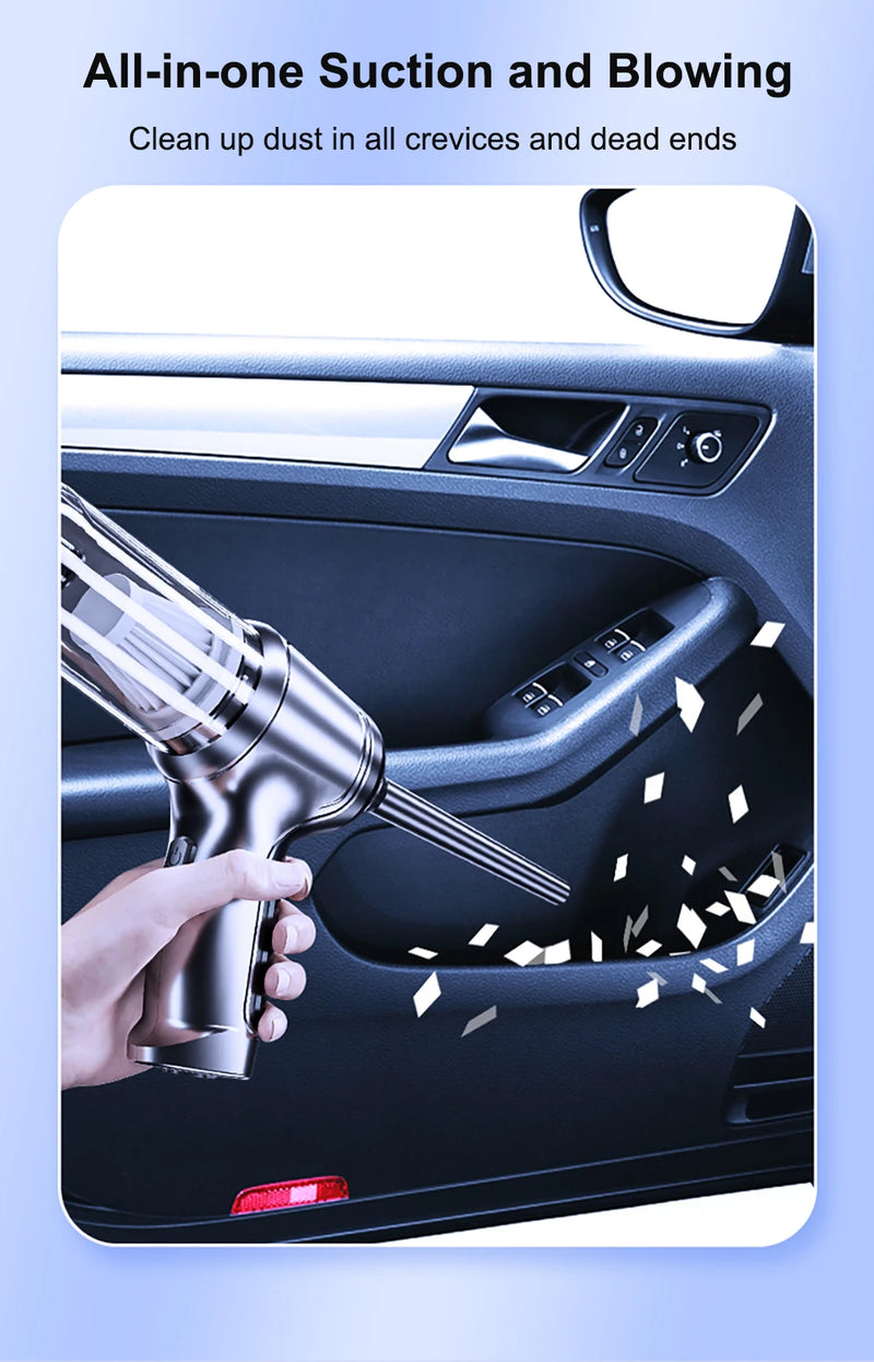 Aspirador de pó para carro, poderoso aspirador de pó sem fio, 95000pa, forte sucção, portátil, sem fio, veículo, aspirador de pó para carro