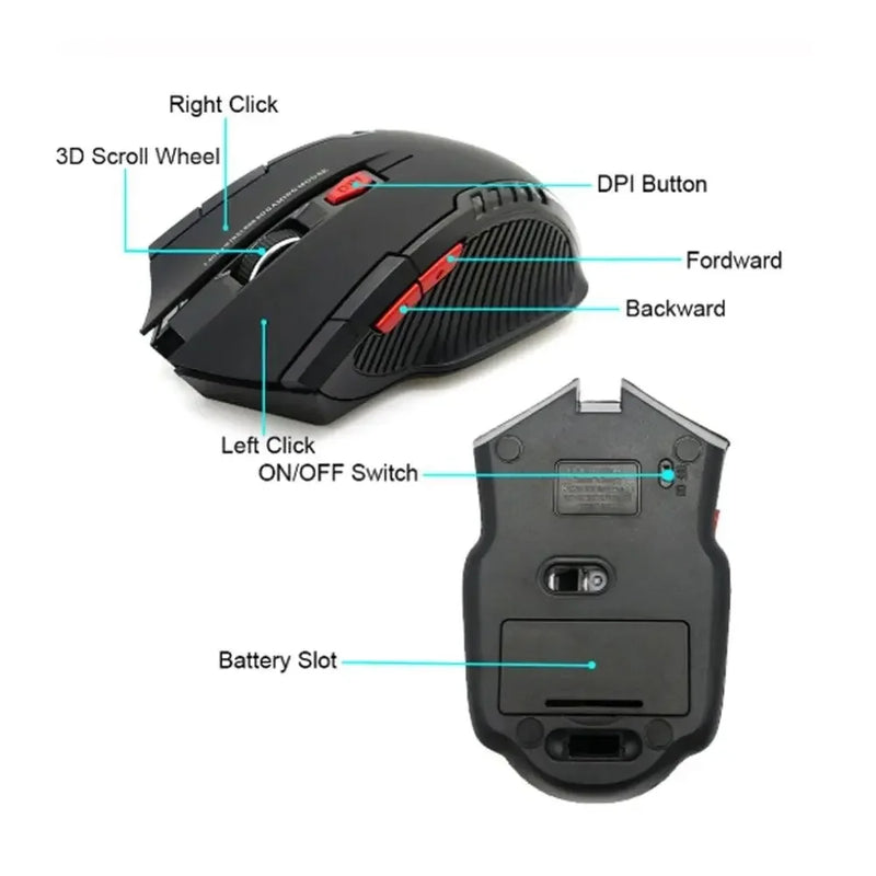 113 mouse sem fio 2.4ghz mouse óptico sem fio com receptor usb mouse sem fio portátil de 6 botões para laptops