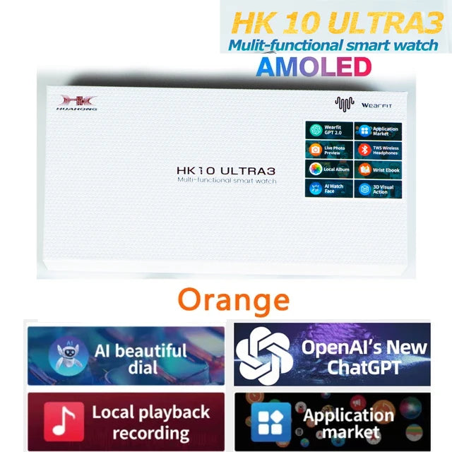 Nova origina hk10 ultra 3 smartwatch masculino 4g rom chatgpt nfc bússola hk9 ultra2 max atualizar relógios esportes bt chamada relógio inteligente masculino