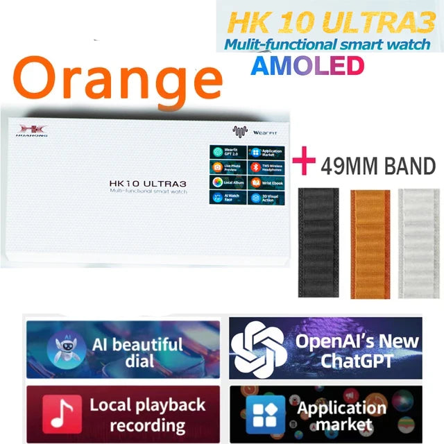 Nova origina hk10 ultra 3 smartwatch masculino 4g rom chatgpt nfc bússola hk9 ultra2 max atualizar relógios esportes bt chamada relógio inteligente masculino