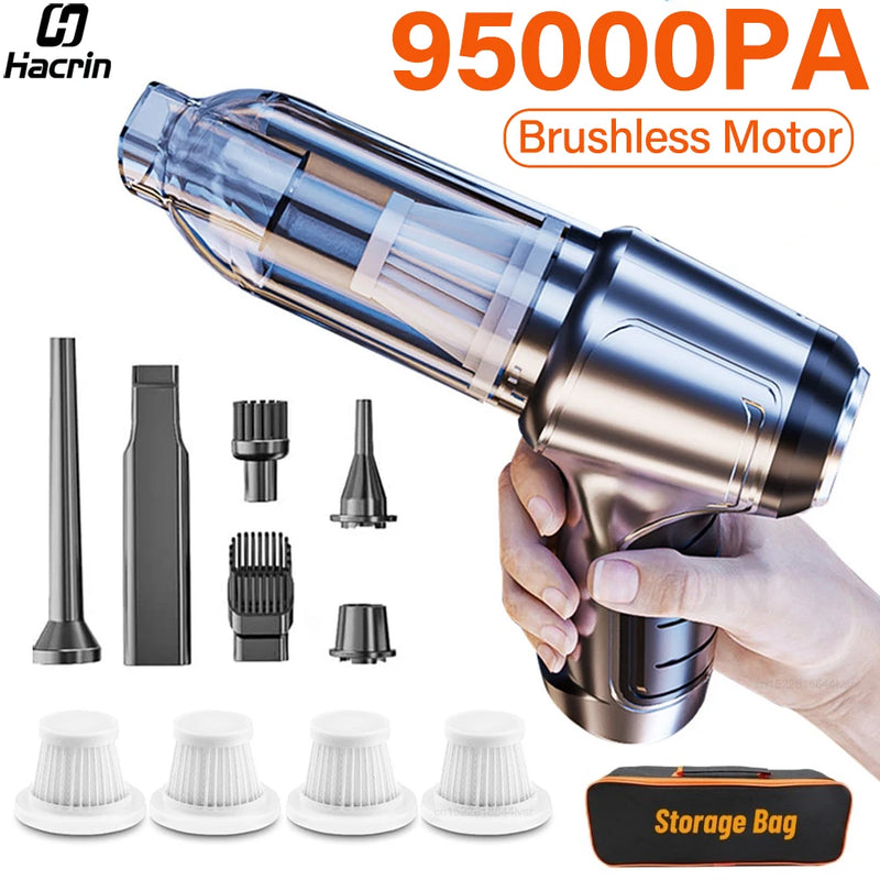 Aspirador de pó para carro, poderoso aspirador de pó sem fio, 95000pa, forte sucção, portátil, sem fio, veículo, aspirador de pó para carro