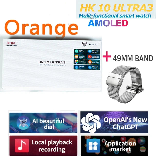 Nova origina hk10 ultra 3 smartwatch masculino 4g rom chatgpt nfc bússola hk9 ultra2 max atualizar relógios esportes bt chamada relógio inteligente masculino
