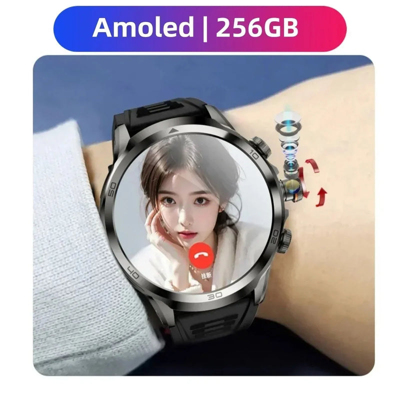Novo relógio inteligente 5G LTE 190 °   Inserção de câmera rotativa Cartão Sim Google Play Store App Download GPS WIFI Frequência Cardíaca Android Smartwatch