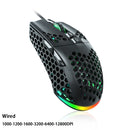 Soliaka mouse para jogos e-sports, sem fio/com fio, ultraleve, favo de mel, rgb, retroiluminado, ajustável, 12800dpi, ergonômico, gamer