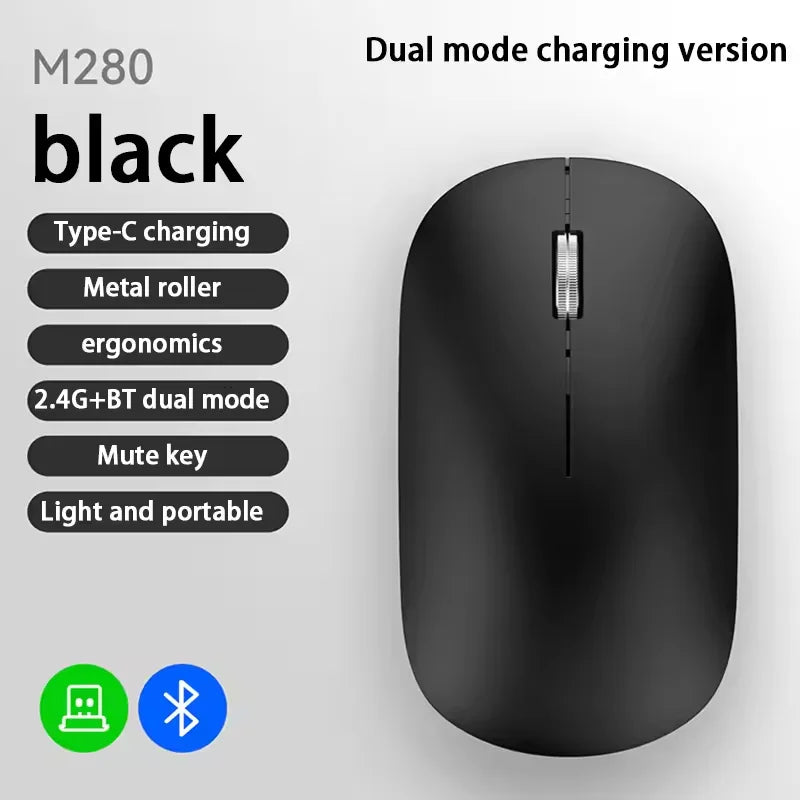 Xiaomi mouse sem fio tipo-c carregamento silencioso clique portátil escritório ergonômico portátil universal leve jogo de escritório sem ruído