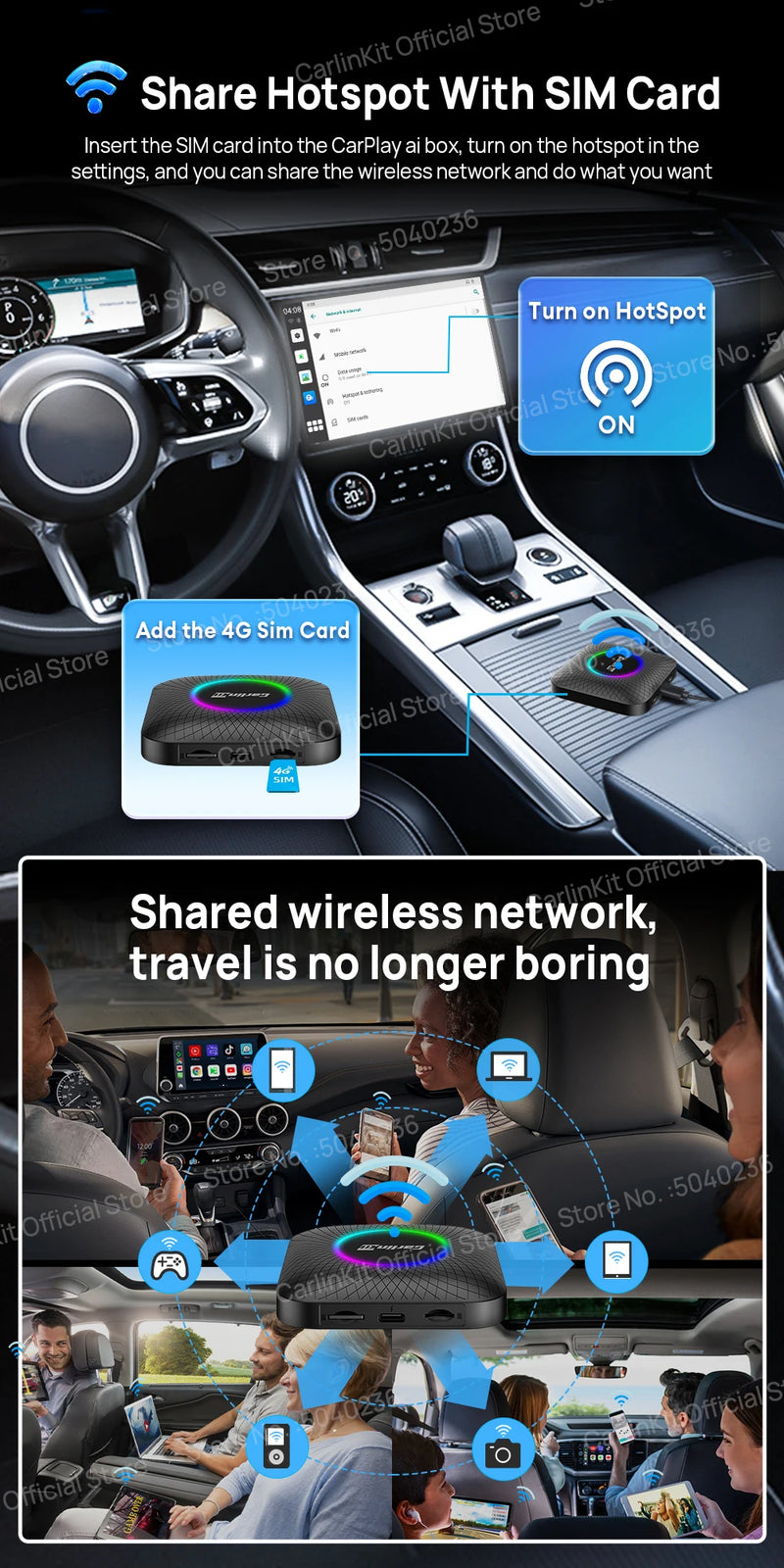 Android Auto Wireless Android 13.0 TV Box CarlinKit Portátil CarPlay AI Box Wireless CarPlay Suporte para reprodução de vídeo para Netflix YouTube Volkswagen Audi Golf Mercedes Benz Ford Fiat Toyota etc.