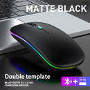 Mouse sem fio Bluetooth e 2,4 GHz modos duplos recarregável RGB ergonômico silencioso clique para PC iPad laptop celular TV