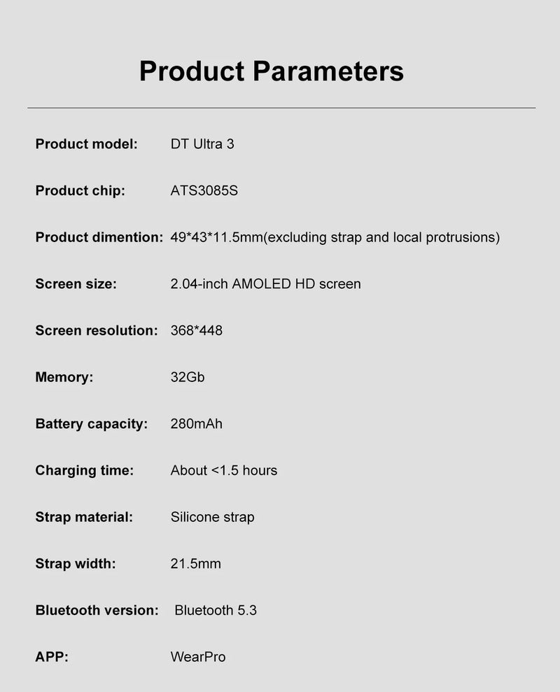 Novo dtultra 3 smartwatch 2.01 "tela amoled 32gb mp3 player bluetooth rede compartilhamento app loja inteligente ai relógio masculino 2025 original