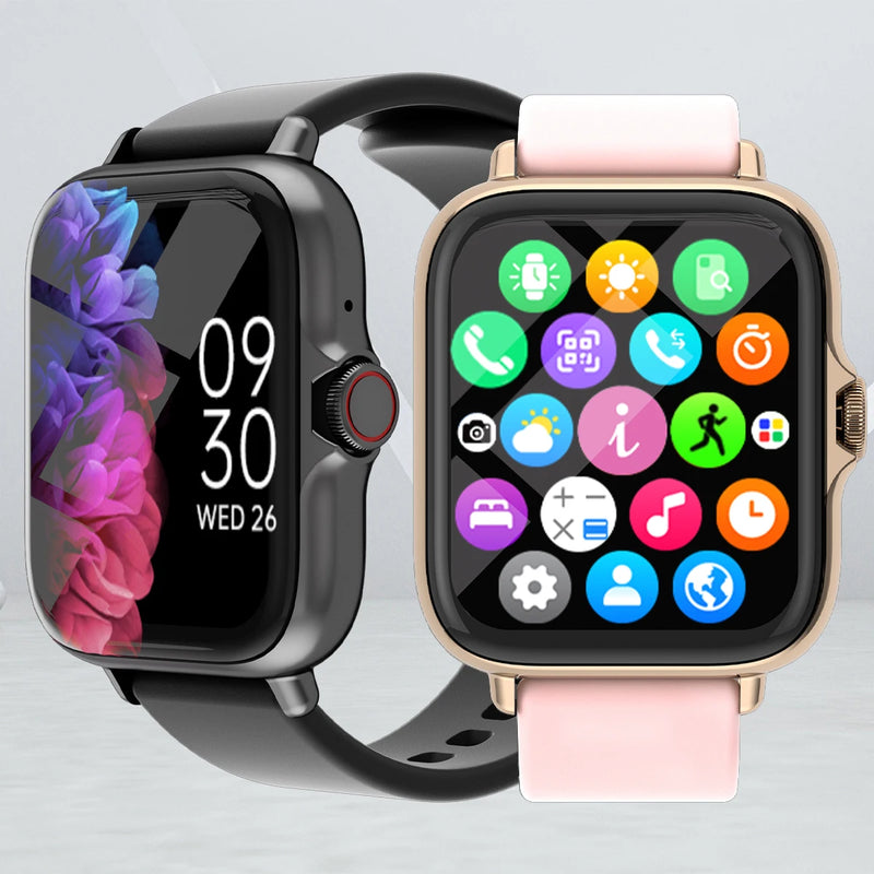 Relógio inteligente à prova d'água de 1.83 '', com mensagem, resposta, chamada, monitoramento do sono, pedômetro esportivo, alertas de informações para iPhone Android