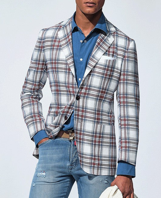 Business-Casual Printed Blazer With Double Buttons