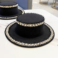 Woolen Hat Women's Flat Pearl Top Hat Bucket Hat