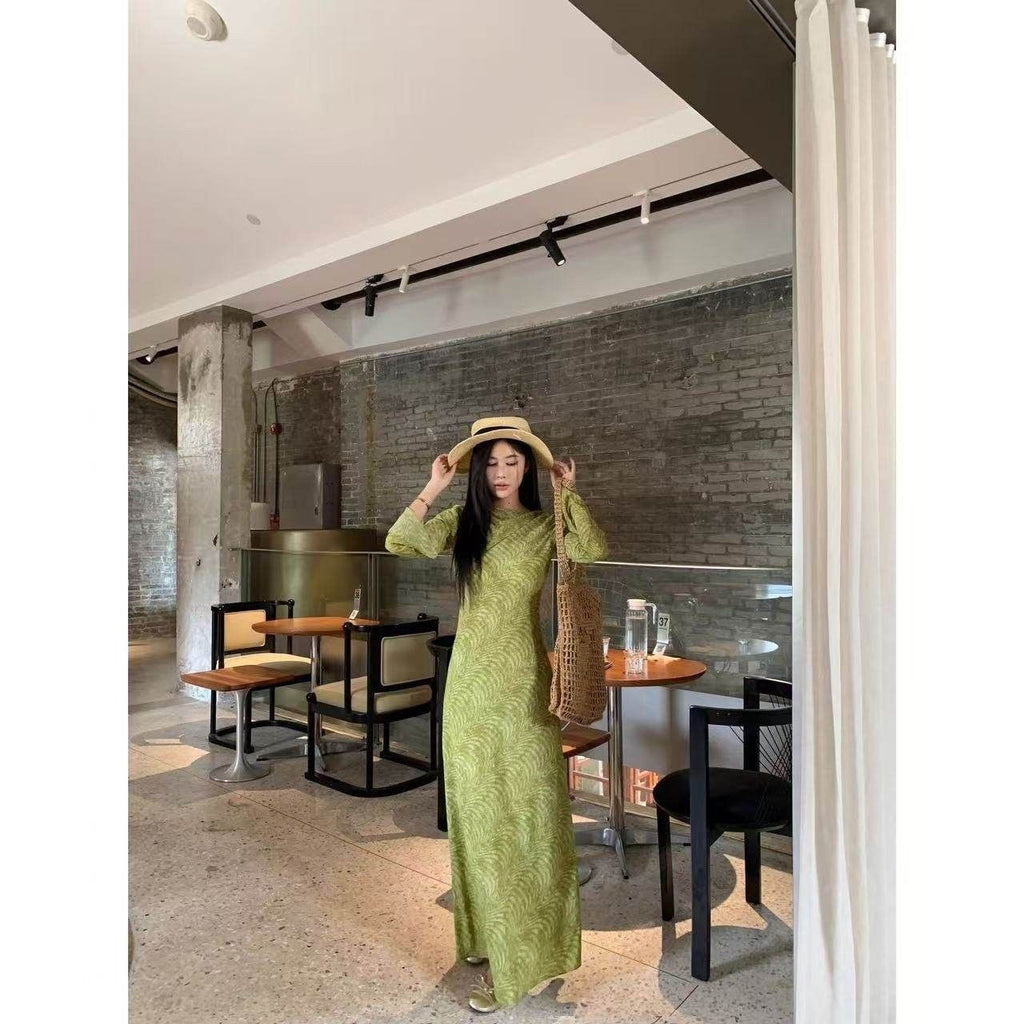 French-style Retro Printed Dress For Women