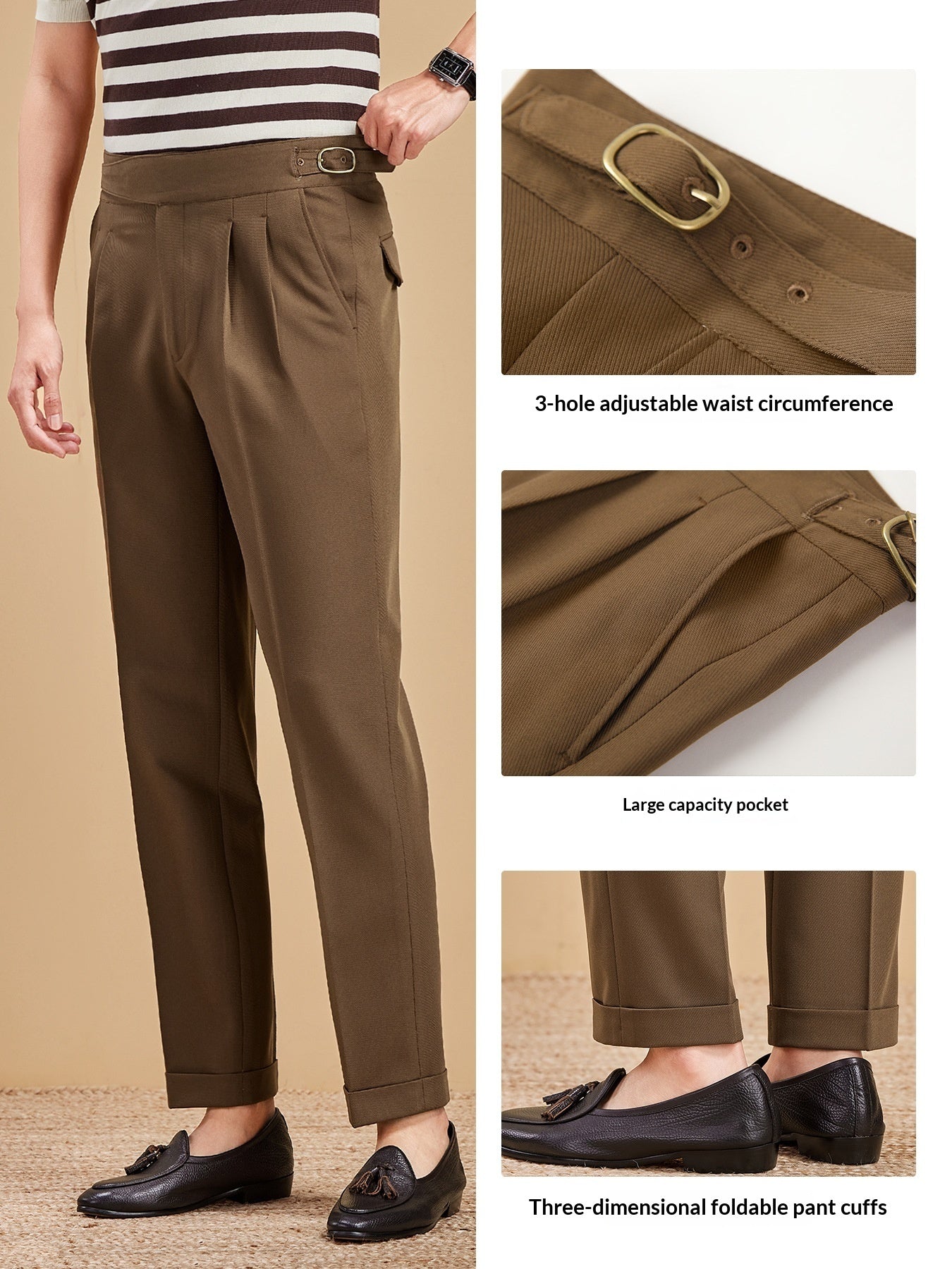 High Waist Linen Trousers Men's Non-ironing And Anti-wrinkle