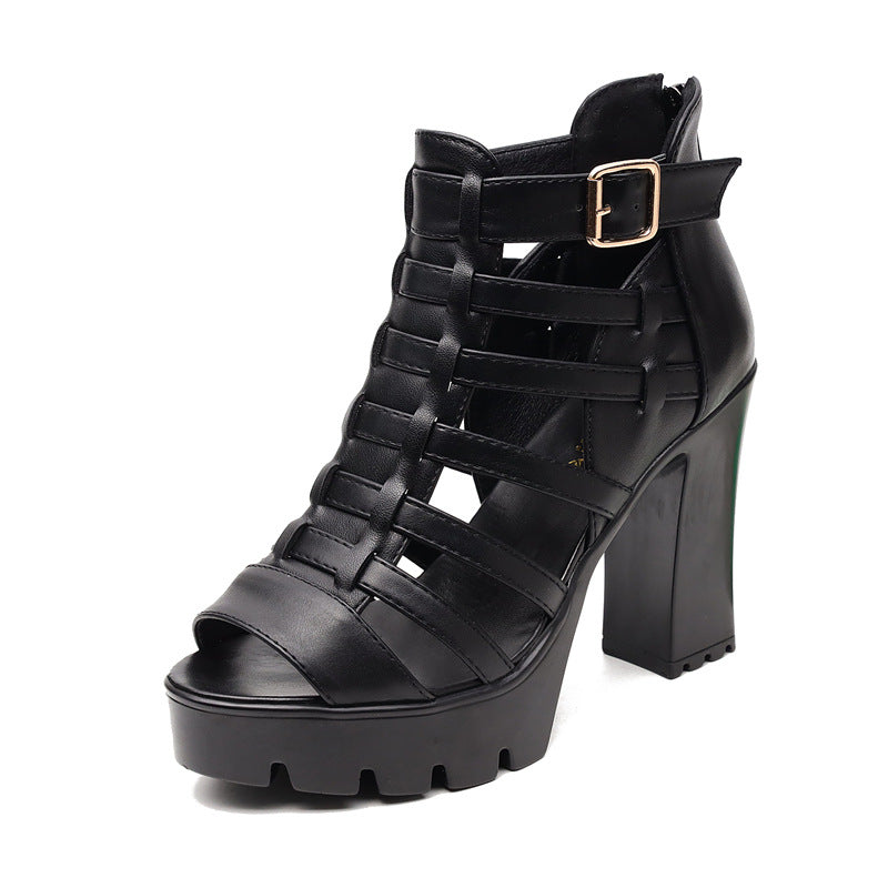 Cutout Sandals With Waterproof Platform And Fishmouth Design For Women