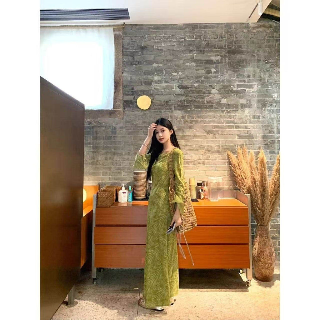 French-style Retro Printed Dress For Women