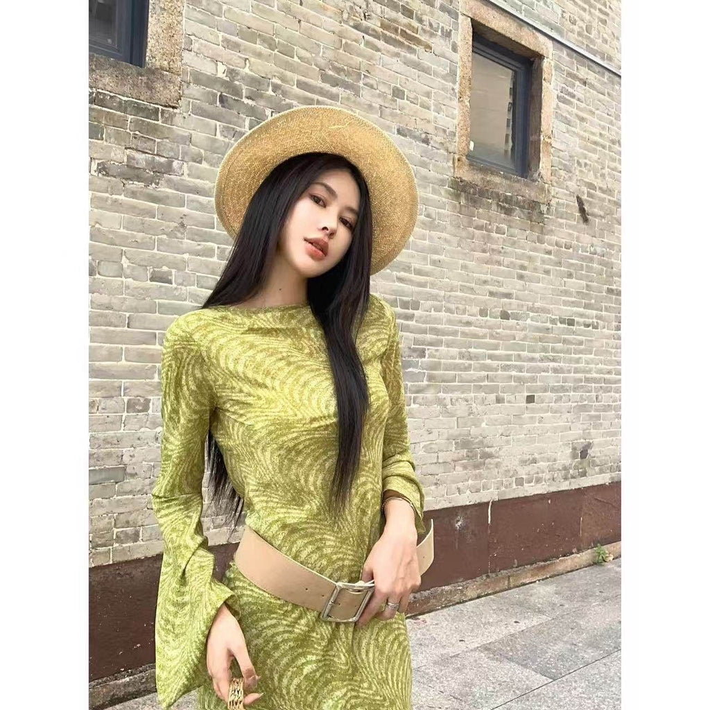French-style Retro Printed Dress For Women