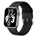 Silicone Band in Black with Silver Modern Buckle - The Byron - Compatible with Apple Watch Size 42mm to 45mm-0