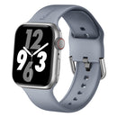 Silicone Band in Stardust Grey with Silver Modern Buckle - The Byron - Compatible with Apple Watch Size 42mm to 45mm-0