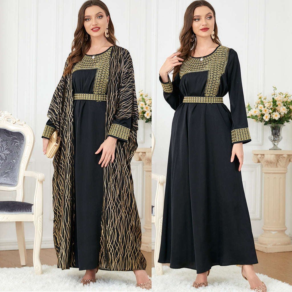 Round Neck Embroidery Gilded Long Sleeve