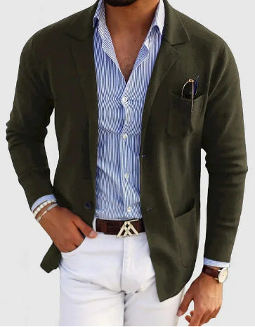 Business-Casual Printed Blazer With Double Buttons