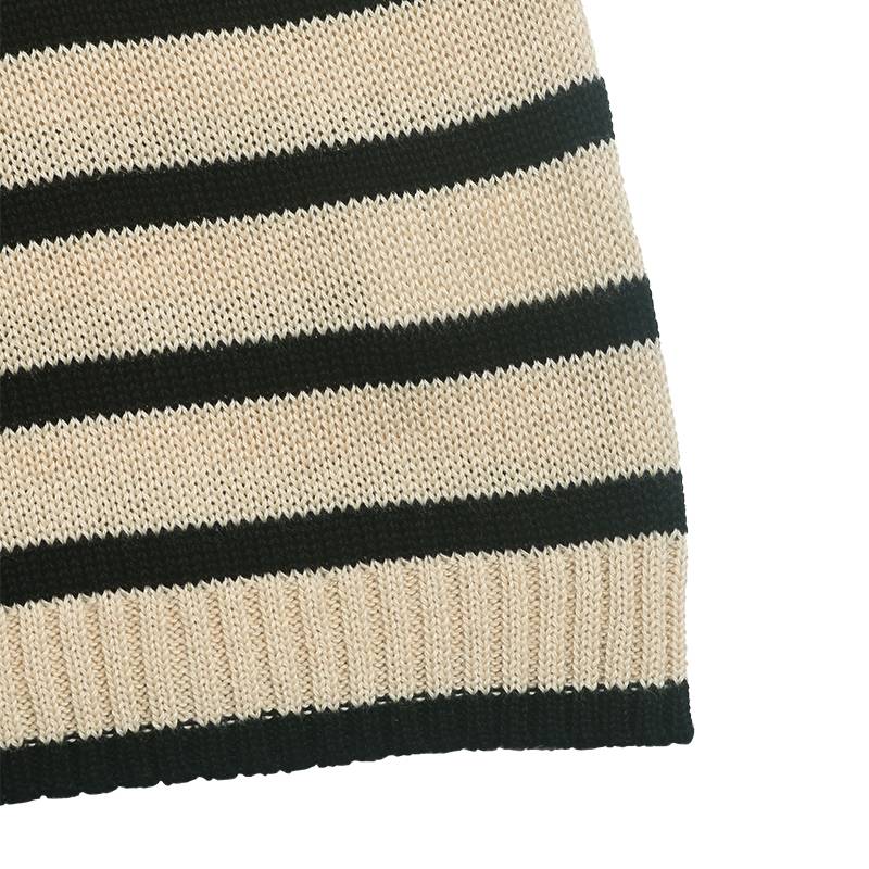 Top Listrado Manga Longa Estilo Crochê