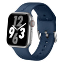 Silicone Band in Navy Blue with Silver Modern Buckle - The Byron - Compatible with Apple Watch Size 38mm to 41mm-0