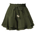 Double-layer Ruffled Skort With Elastic Waist And Adjustable Drawstring