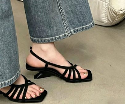 2026 New Arrival Wedge Suede Open Toe Sandals, French Fairy Style Roman Shoes For Women, Summer Beach Vacation Dress Matching Sandals