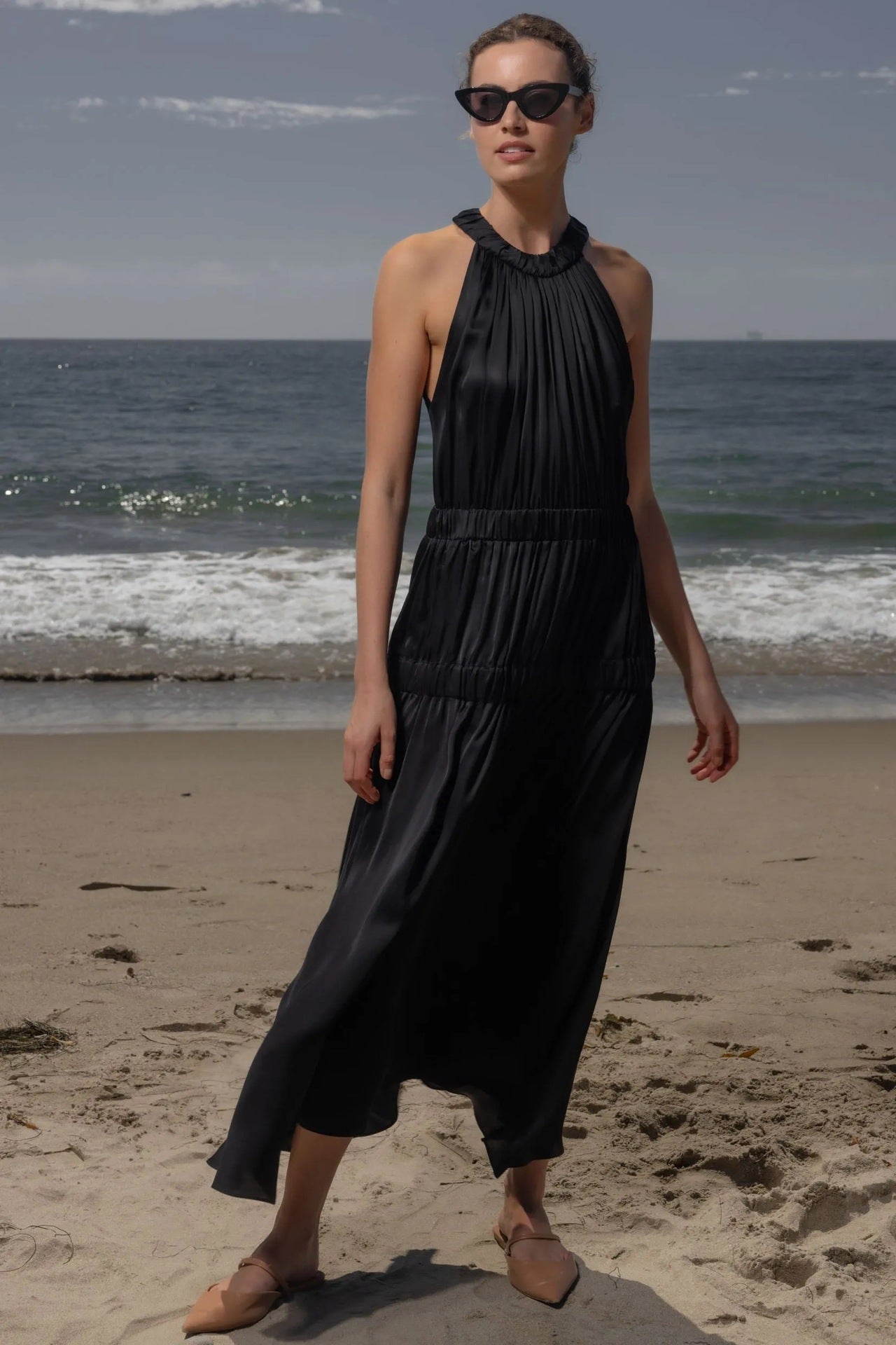 Womens Soft And Sweet Sleeveless Halterneck Casual Dress