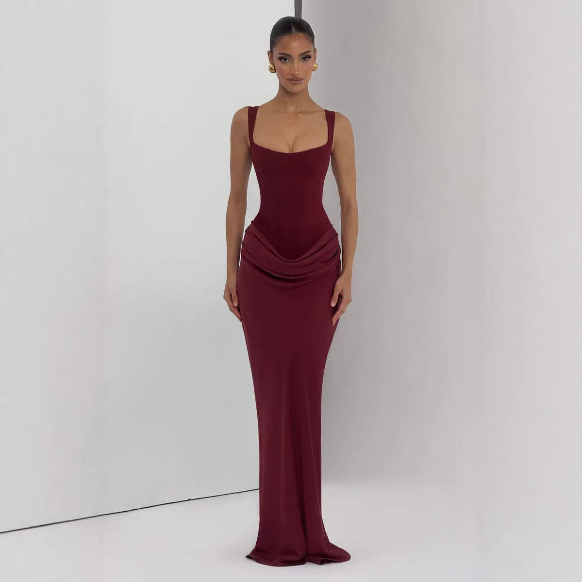 Women's Strapless Sleeveless Sheath Maxi Dress