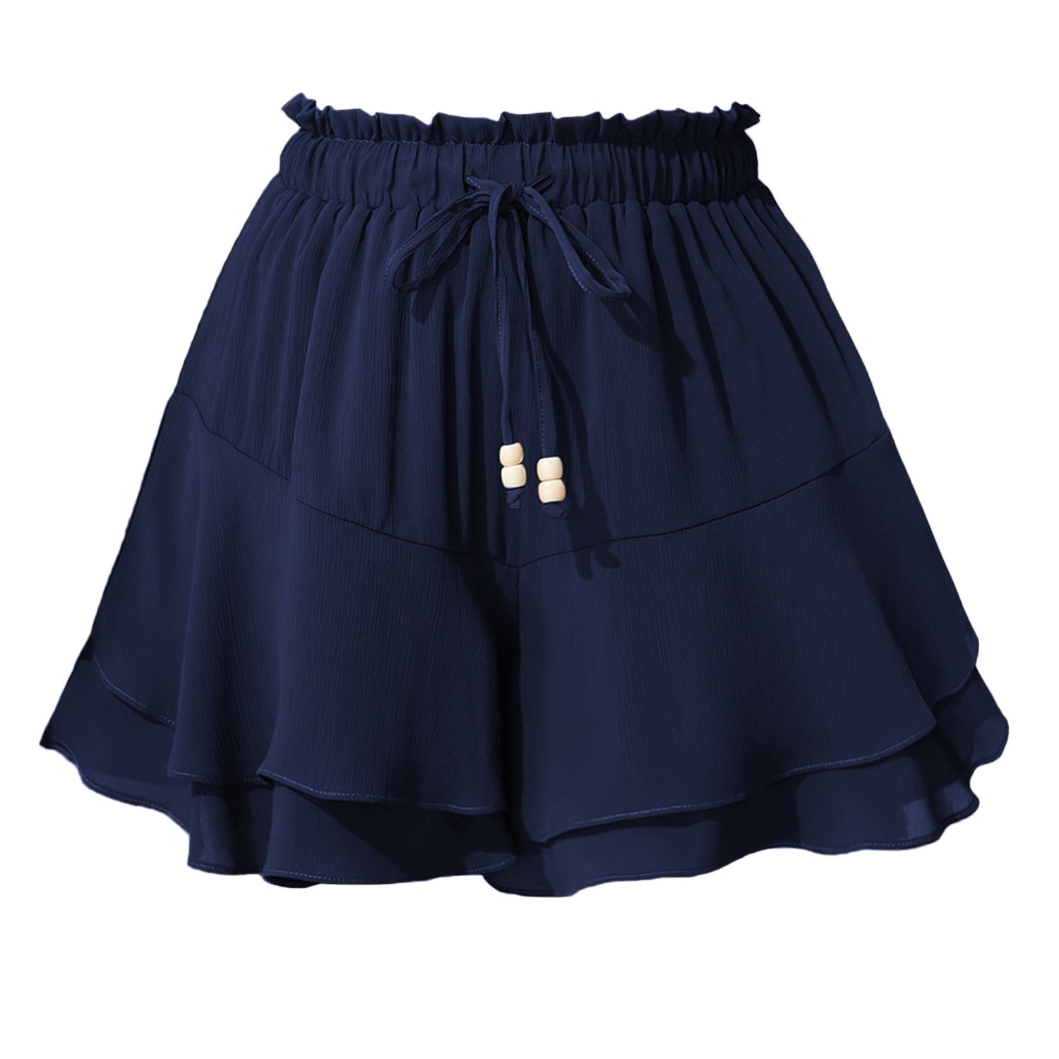 Double-layer Ruffled Skort With Elastic Waist And Adjustable Drawstring