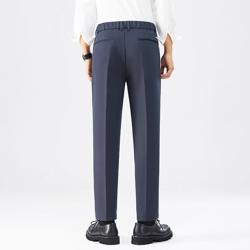 Button-waist Straight-leg Mens Casual Pants Korean-style Trendy
