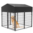 Canisa metalica de exterior pentru caini cu acoperis textil rezistent la UV-0