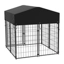 Canisa metalica de exterior pentru caini cu acoperis textil rezistent la UV-2