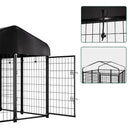 Canisa metalica de exterior pentru caini cu acoperis textil rezistent la UV-3