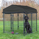 Canisa metalica de exterior pentru caini cu acoperis textil rezistent la UV-1