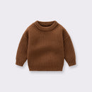 Baby Solid Color Handknit Design Quality Pullover Loose Sweater-2