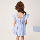 Spring And Summer Baby Girls Ruffle Collar Short Sleeves Striped Dress-2