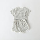 Baby Smiley Patched Pattern Striped Graphic Tee Combo Shorts Sets-4