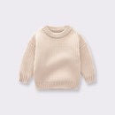 Baby Solid Color Handknit Design Quality Pullover Loose Sweater-5